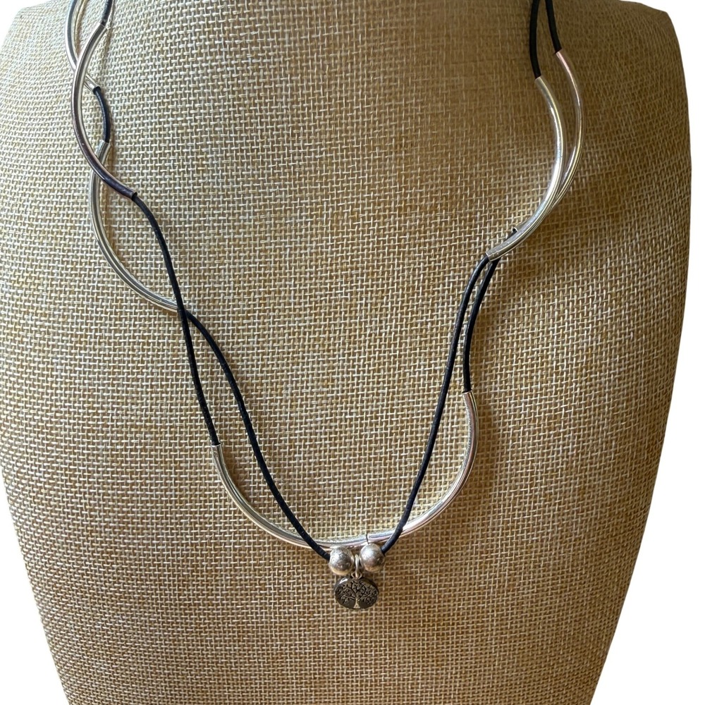 Boho Tree of Life Leather Silver Layered Necklace from Beads of Life